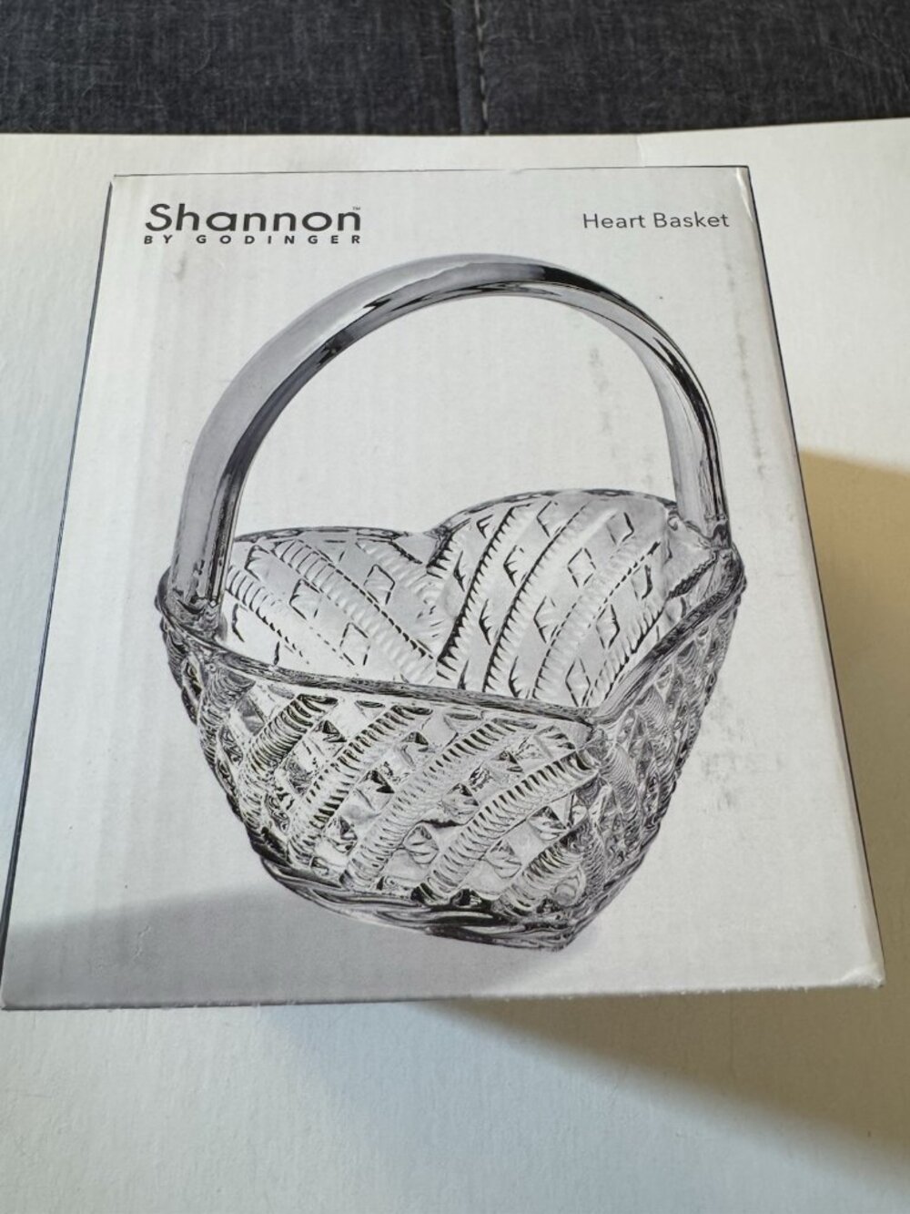Godinger Shannon Crystal Heart Shaped Basket Candy Dish Trinket Holder B4